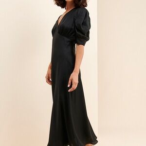 Current Air Elegant Black V-Neck Midi Dress